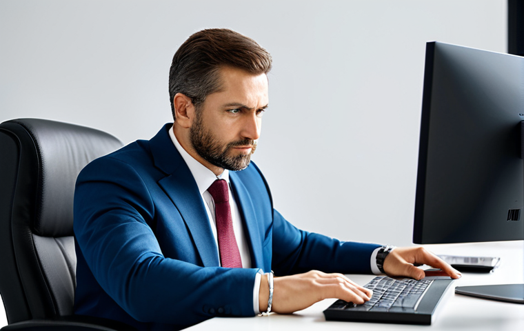 A professional man, mid-career, wearing a modest business suit, subtly distracted while working at a modern office desk. He is looking at his watch with a slight, polite expression of mild concern, indicating a minor disruption to his focus. The office environment is clean, well-lit, and professional. The scene emphasizes the everyday challenges discreetly, without any focus on the body or discomfort. fully clothed, appropriate attire, safe for work, perfect anatomy, correct proportions, natural pose, well-formed hands, proper finger count, natural body proportions, professional photography, high quality, appropriate content, family-friendly.