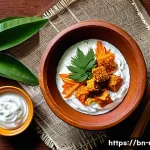여성 요로감염을 예방하는 식단 - A vibrant, detailed still life composition featuring traditional Bengali probiotic foods such as cre...