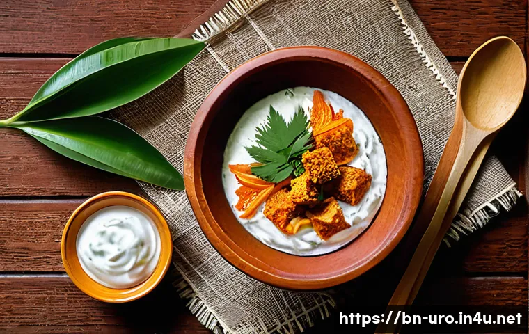 여성 요로감염을 예방하는 식단 - A vibrant, detailed still life composition featuring traditional Bengali probiotic foods such as cre...